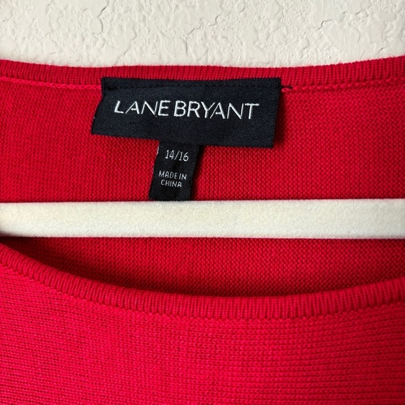 Lane Bryant Ribbed Bell Sleeve Knit Red Sweater Holidays Christmas Festive - Picture 3 of 8